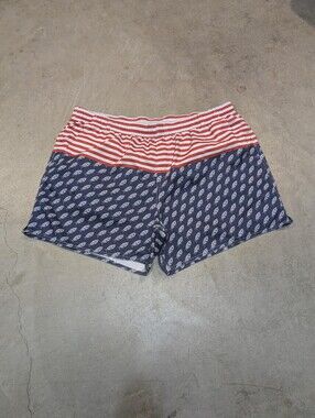AFTCO American Flag Swim Trunks Mesh Lined Mens XXL Elastic Waist Shorts Beach